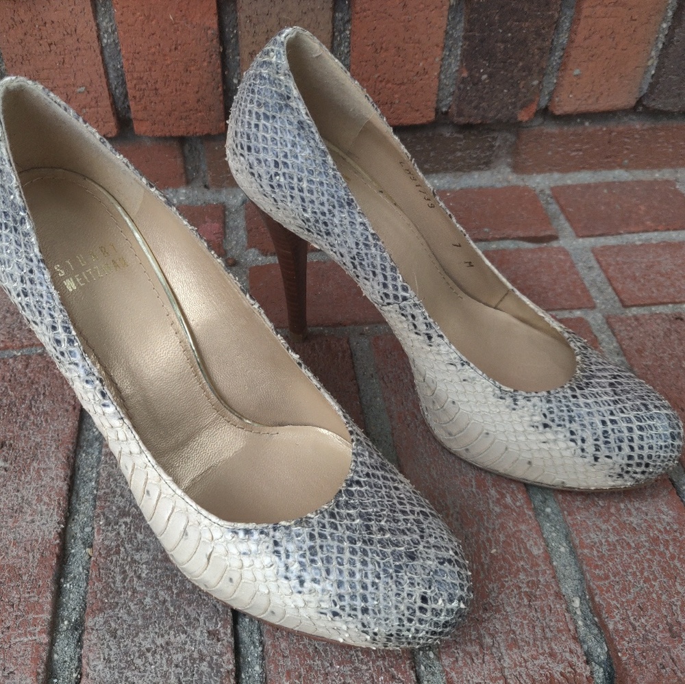Stuart Weitzman Rowan Python Platform Heels - image 1